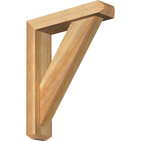 Traditional Craftsman Rough Sawn Bracket w/ Offset Brace, Western Red Cedar, 4"W x 16"D x 20"H